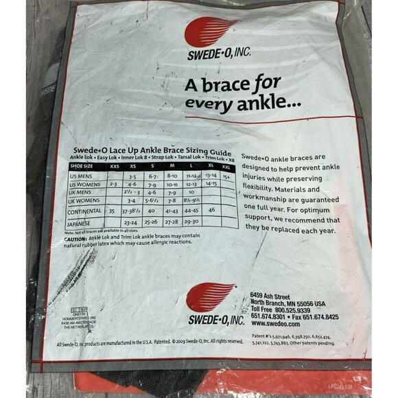 Swede-O Strap Lok Ankle Brace size Medium Black - New - Picture 4 of 9